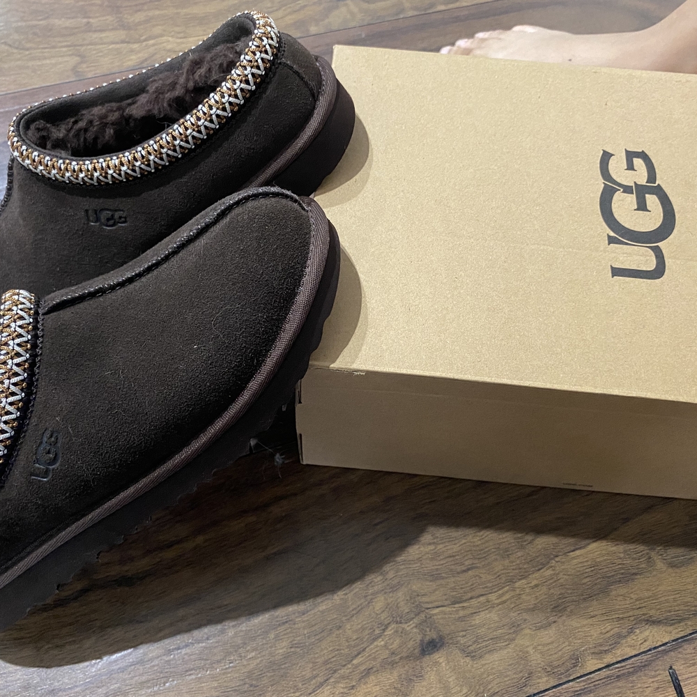 UGG Dark Brown Suede Slippers